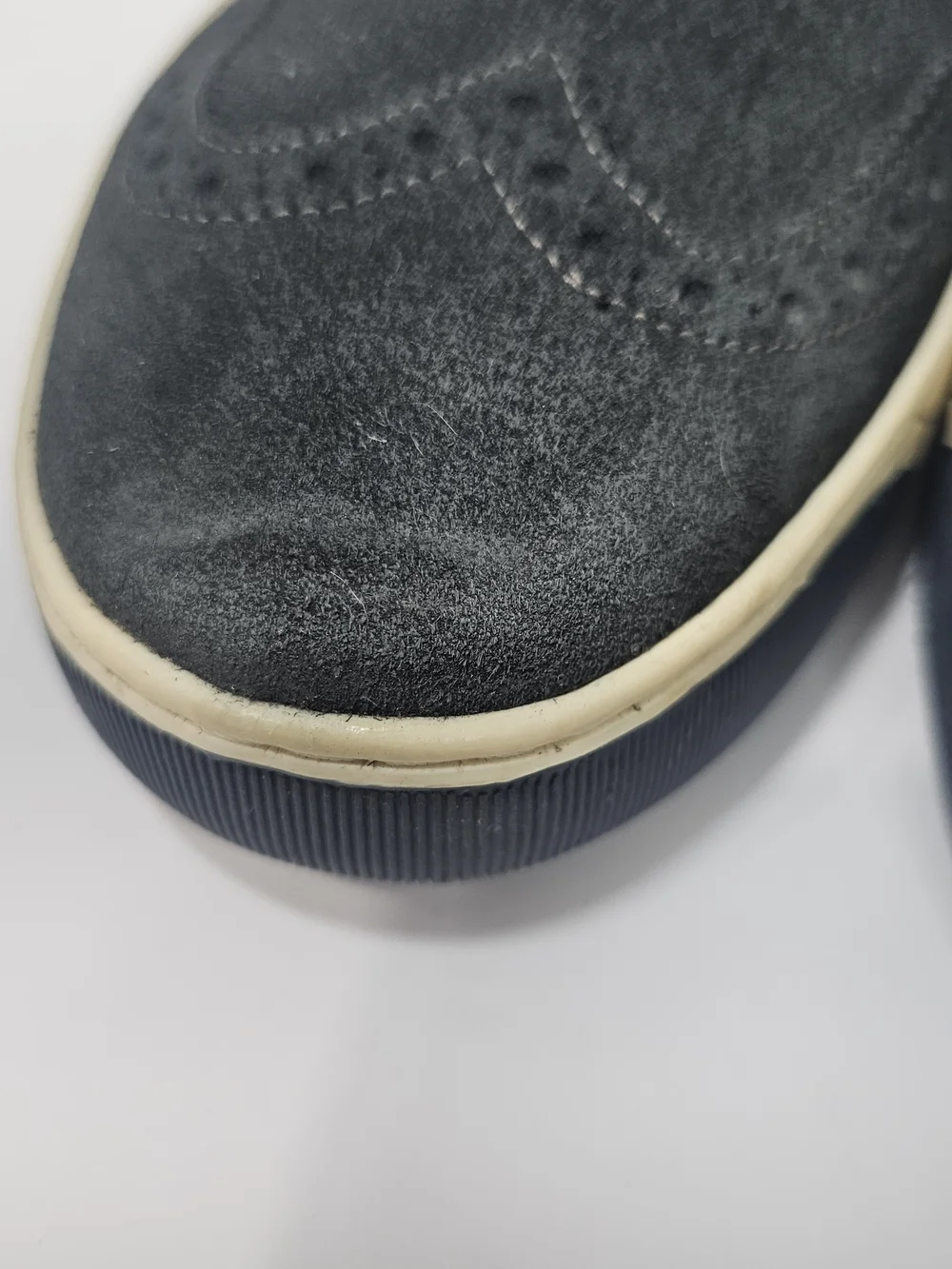 Men's Blue Suede Wingtip Derby Shoes - Casual Lace-Up Sz 10 Academy Preppy